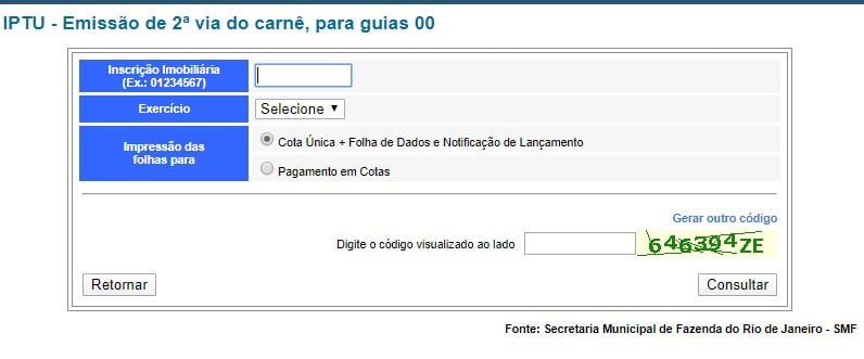 Emissão de Segunda Via IPTU RJ