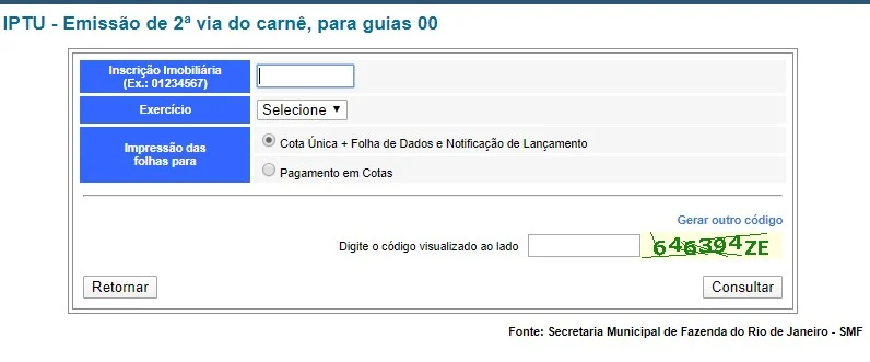 Emissão de Segunda Via IPTU RJ