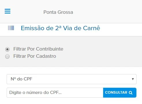Consulta e 2ª Via IPTU Ponta Grossa PR
