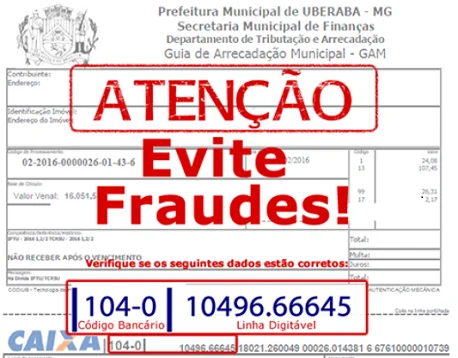Imagem alerta de fraudes - IPTU Uberaba MG